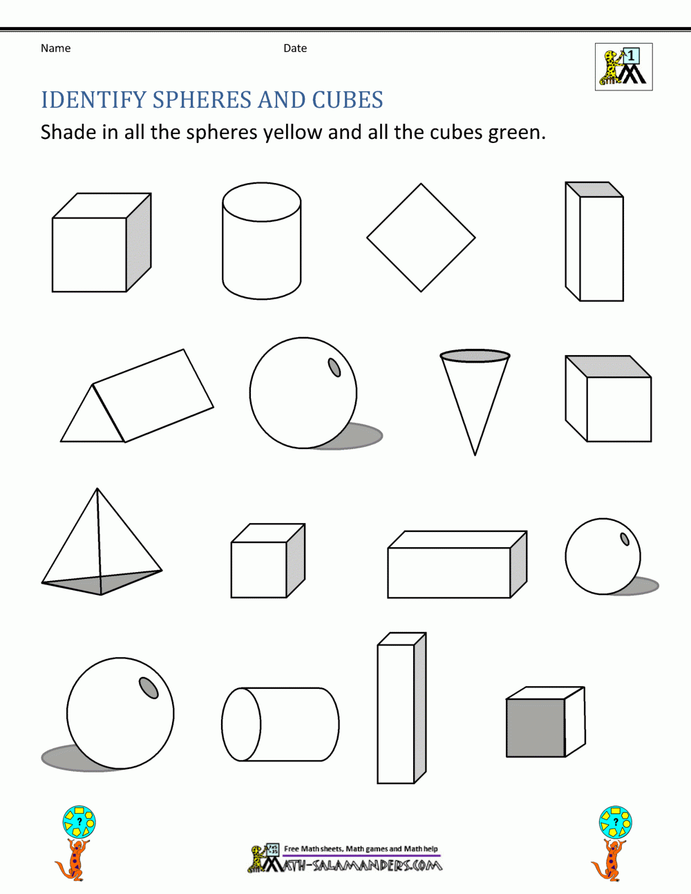 Kindergarten 3d Shapes Worksheets Printables
