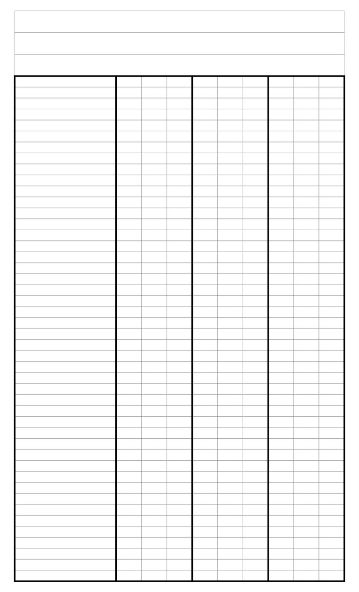 Printable 4 Column Chart Template