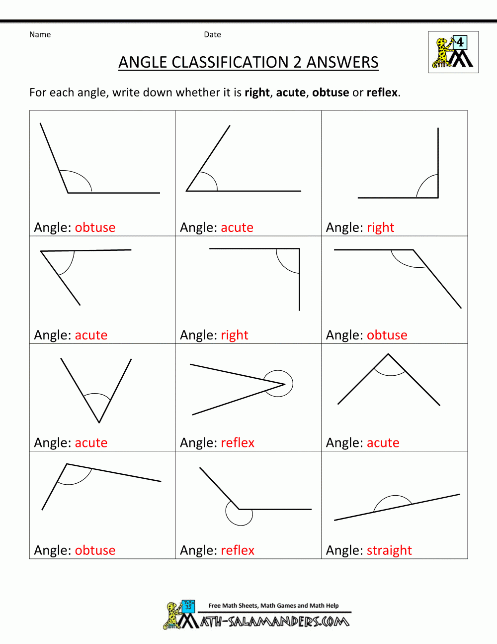 Geometry Printable Worksheets With Answers