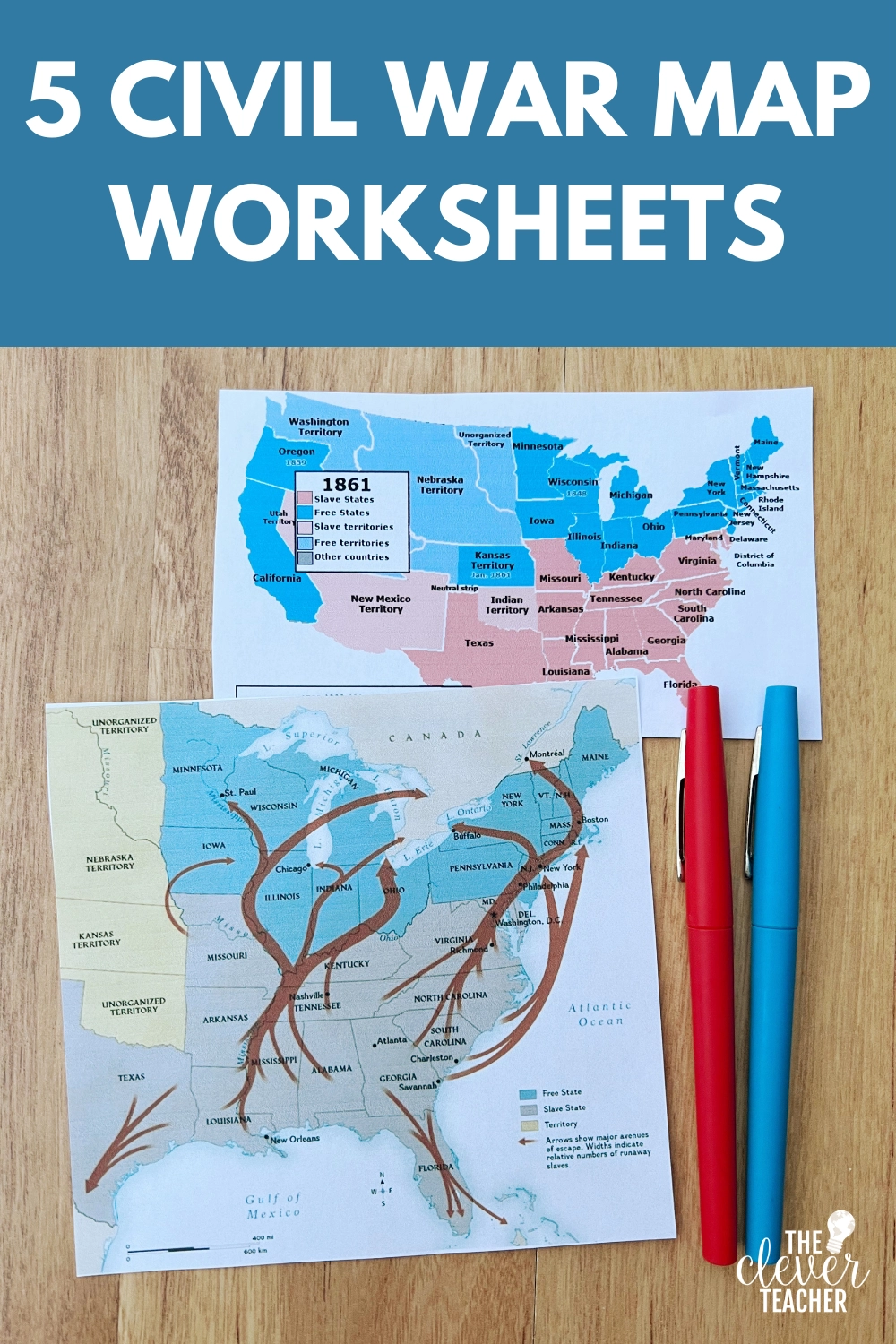 5 Free Civil War Map Worksheets The Clever Teacher