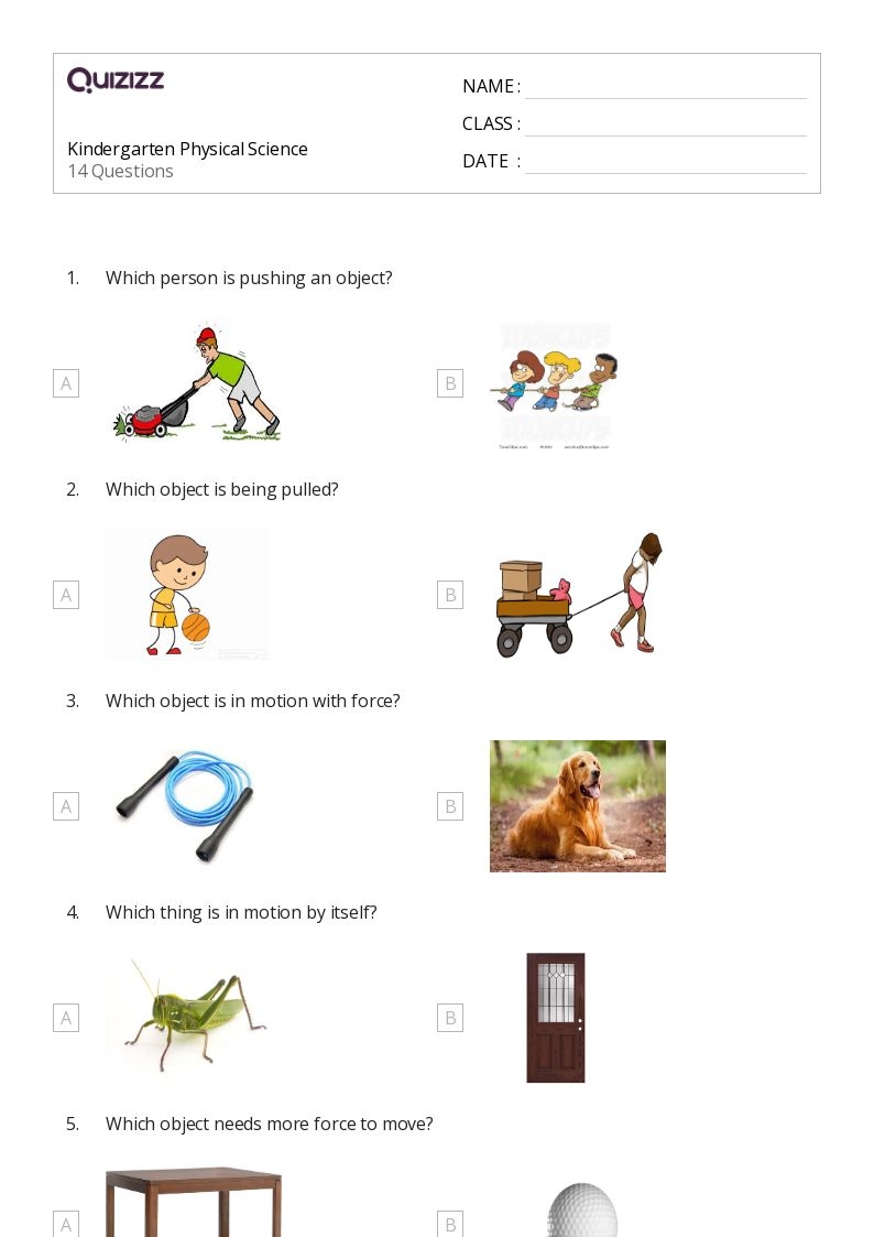 50 Physical Science Worksheets For 1st Grade On Quizizz Free 