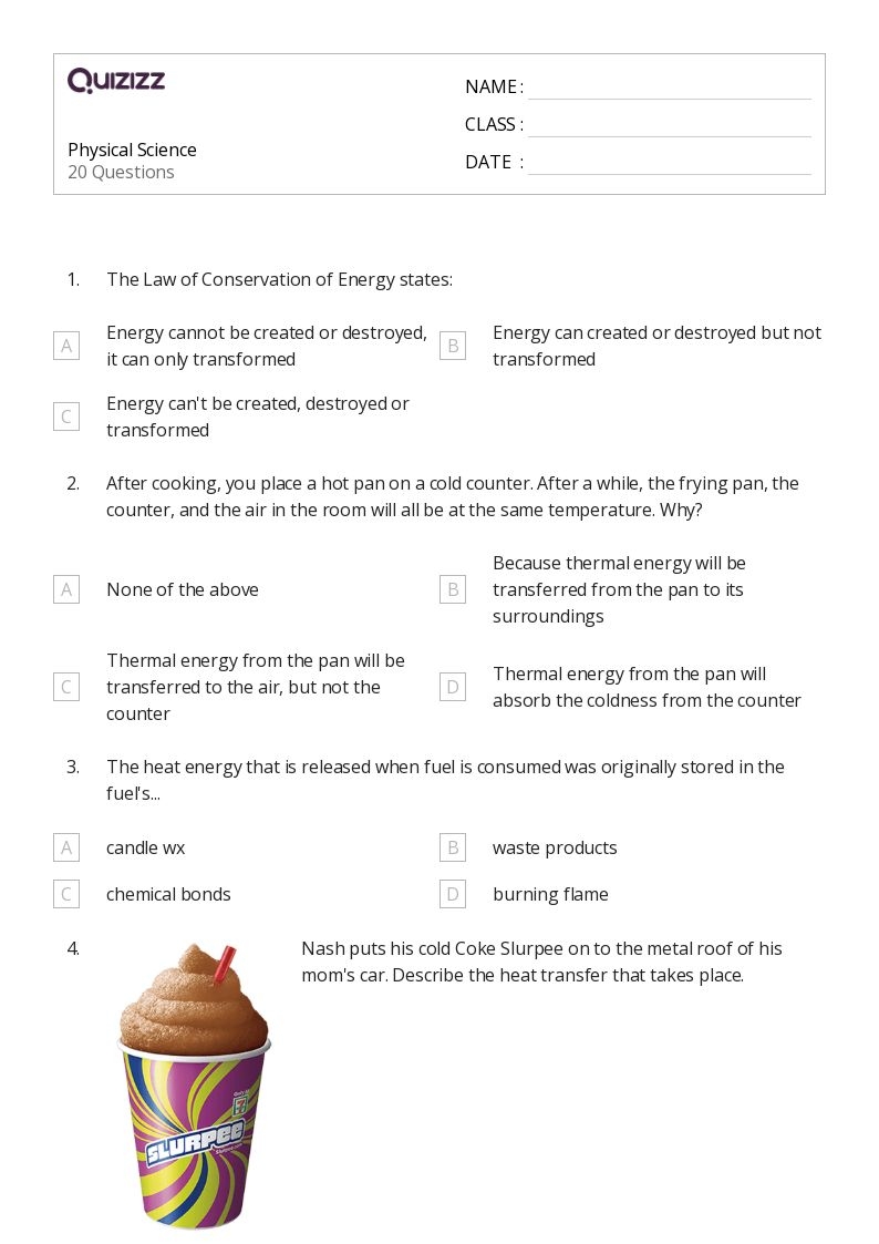 50 Physical Science Worksheets For 8th Grade On Quizizz Free 