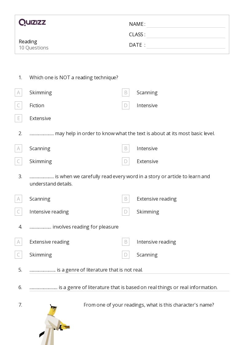 50 Reading Worksheets For 7th Grade On Quizizz Free amp Printable