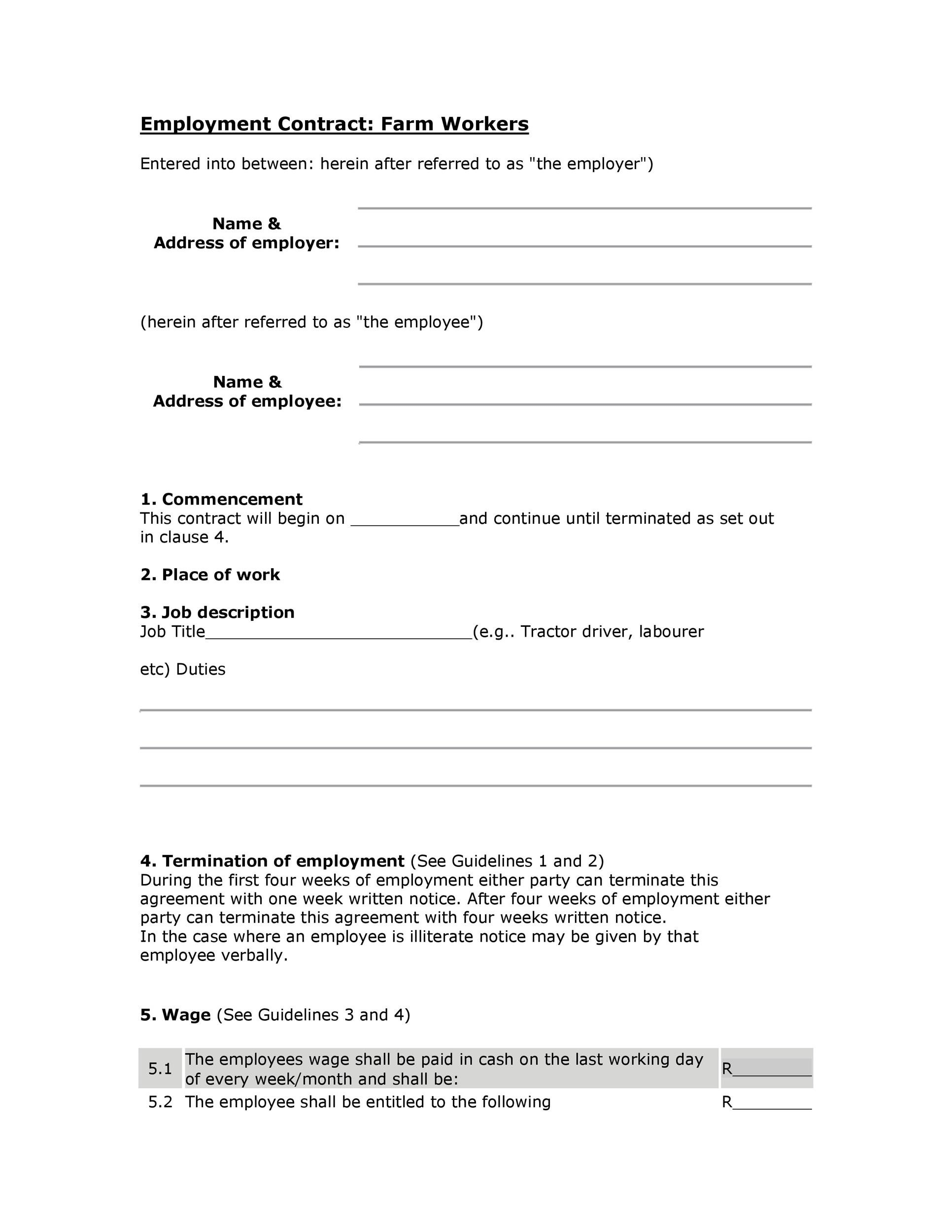 Basic Employment Printable Employment Contract Template