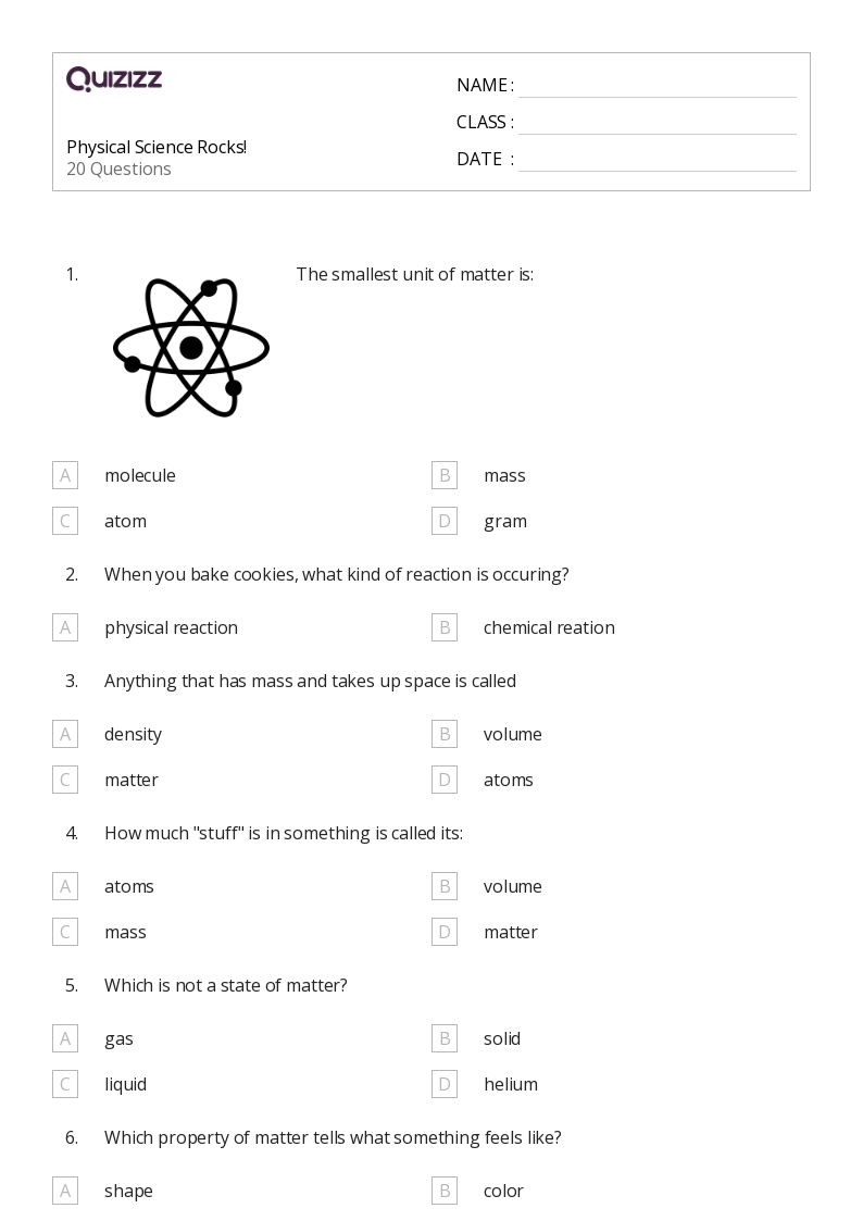 Free Printable Fifth Grade Worksheets Science