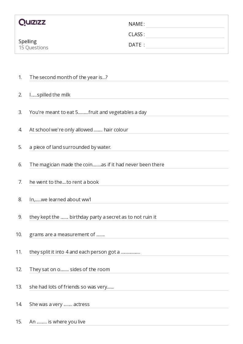50 Spelling Worksheets For 4th Year On Quizizz Free amp Printable