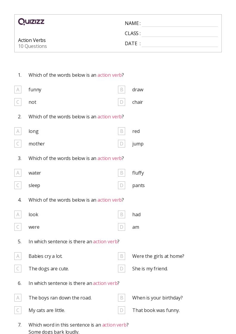 50 Verbs Worksheets For 2nd Grade On Quizizz Free amp Printable