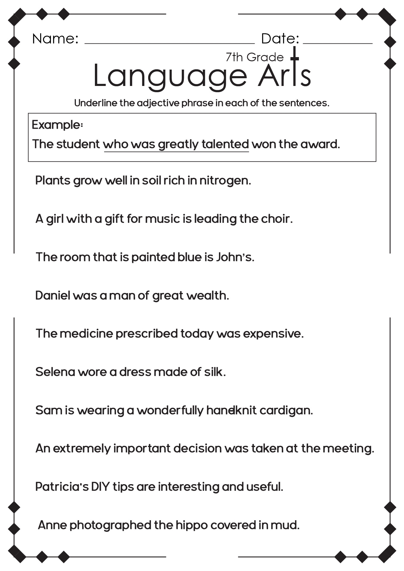 7th Grade Ela Worksheets Printable