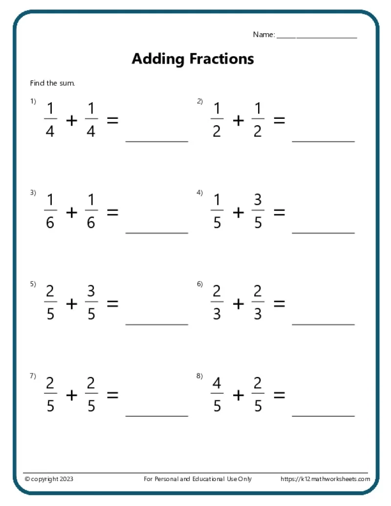 5th Grade Math Worksheets