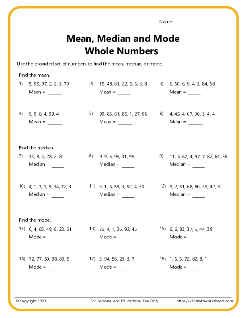 6th Grade Math Worksheets Printable Free