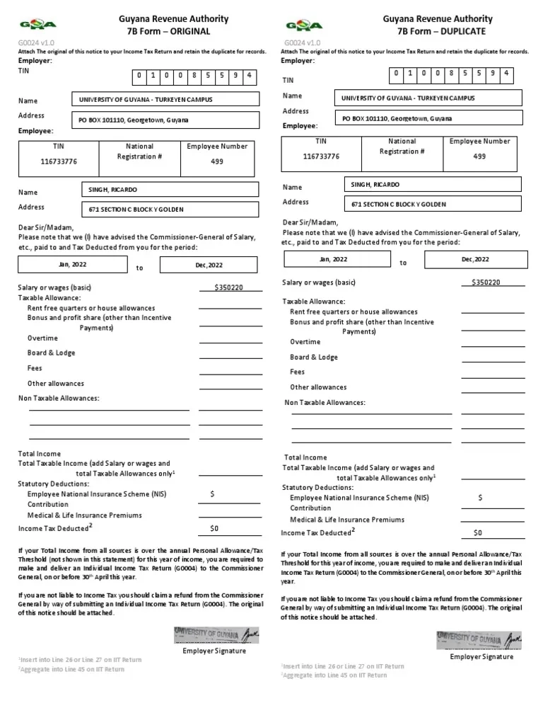 7B Form GRA Original Part499 PDF PDF Income Tax Salary