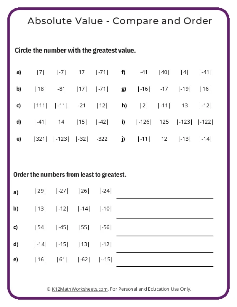 Math Worksheets 7th Grade Free Printables