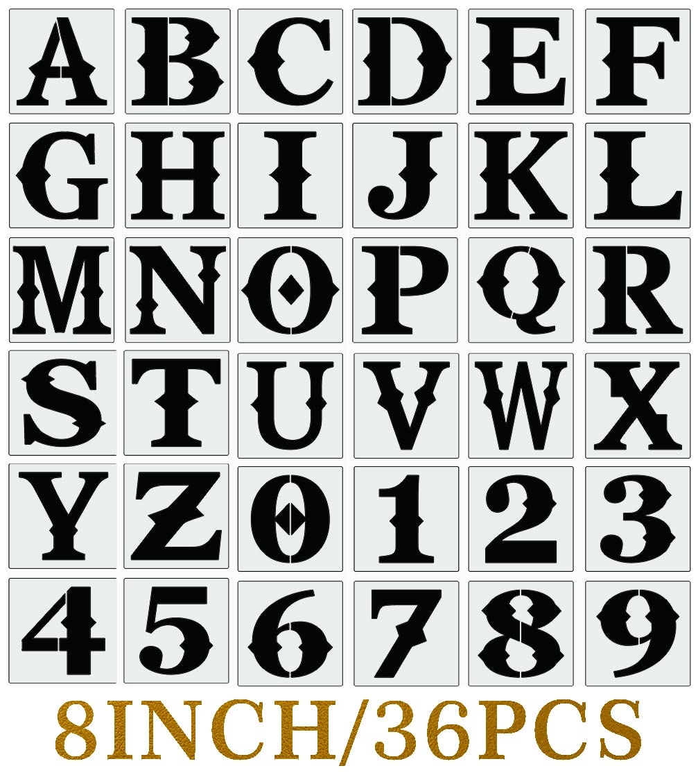 8 Inch Letter Stencils For Painting On Wood 36pcs Large Stencil Letters Alphabet Stencils Drawing Templates For Wall Sign Home Decor Amazon au 