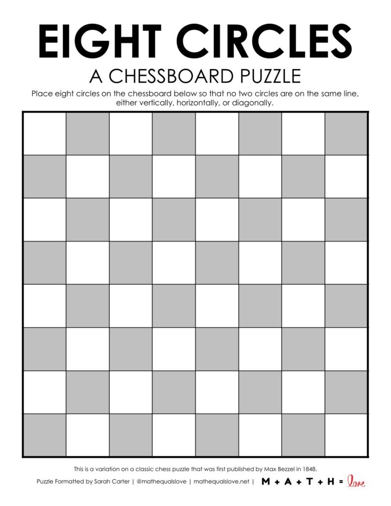 8 Queens Puzzle Free Printable PDF For The Classroom 