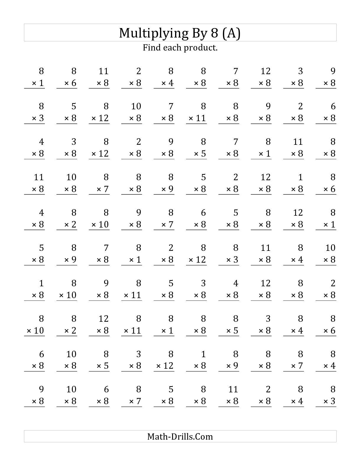 8th Grade Multiplication Worksheet Practice Problems For Middle 