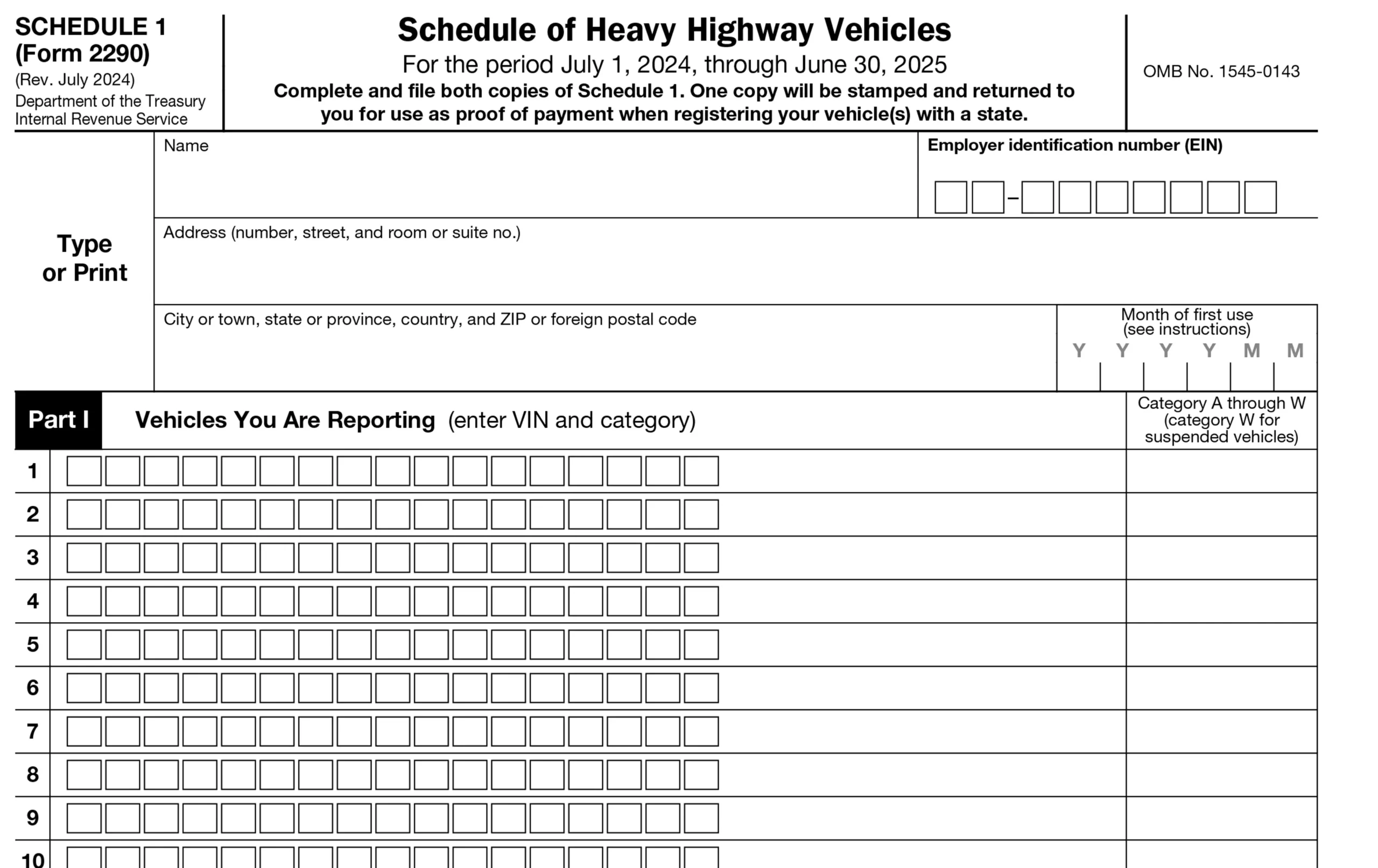Printable Form 2290 Online