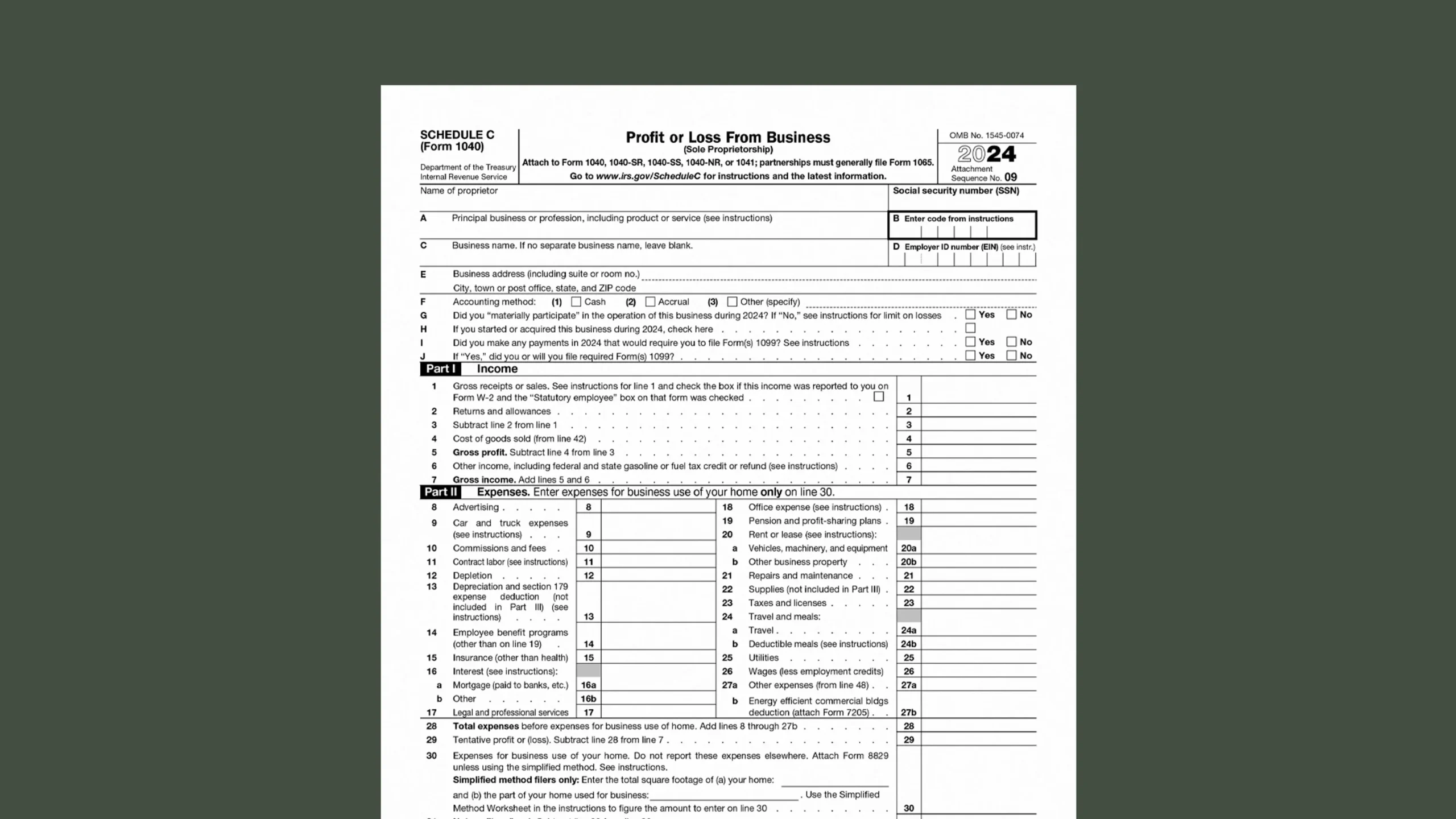 Printable Schedule C Worksheet
