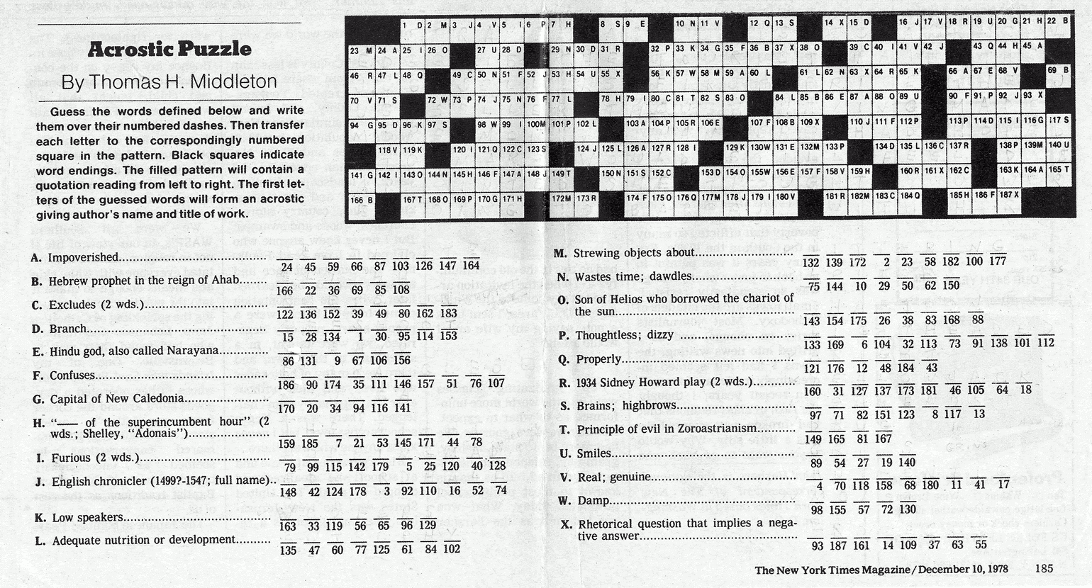 Puzzle Baron Printable Acrostic Puzzles