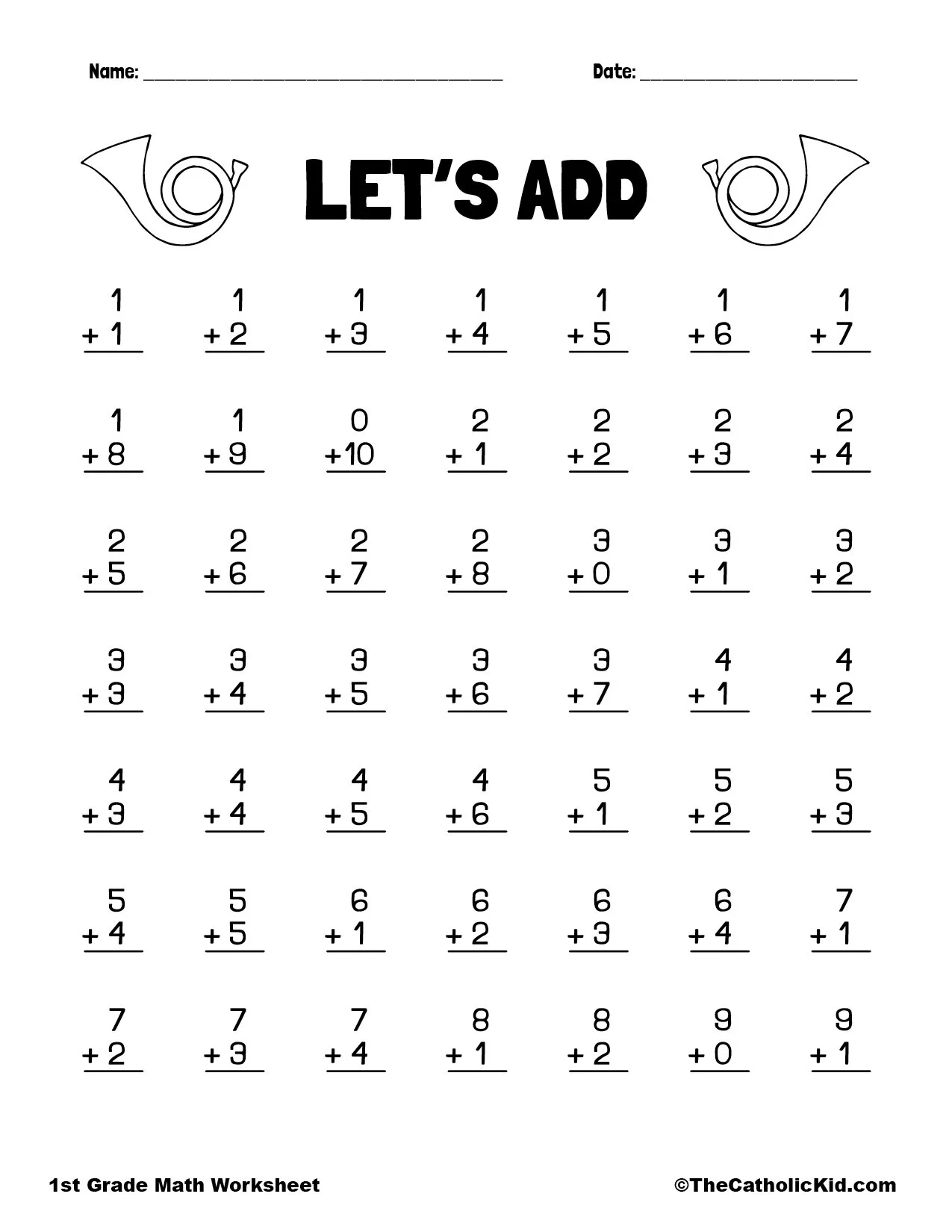 1st Grade Worksheets Printable Math