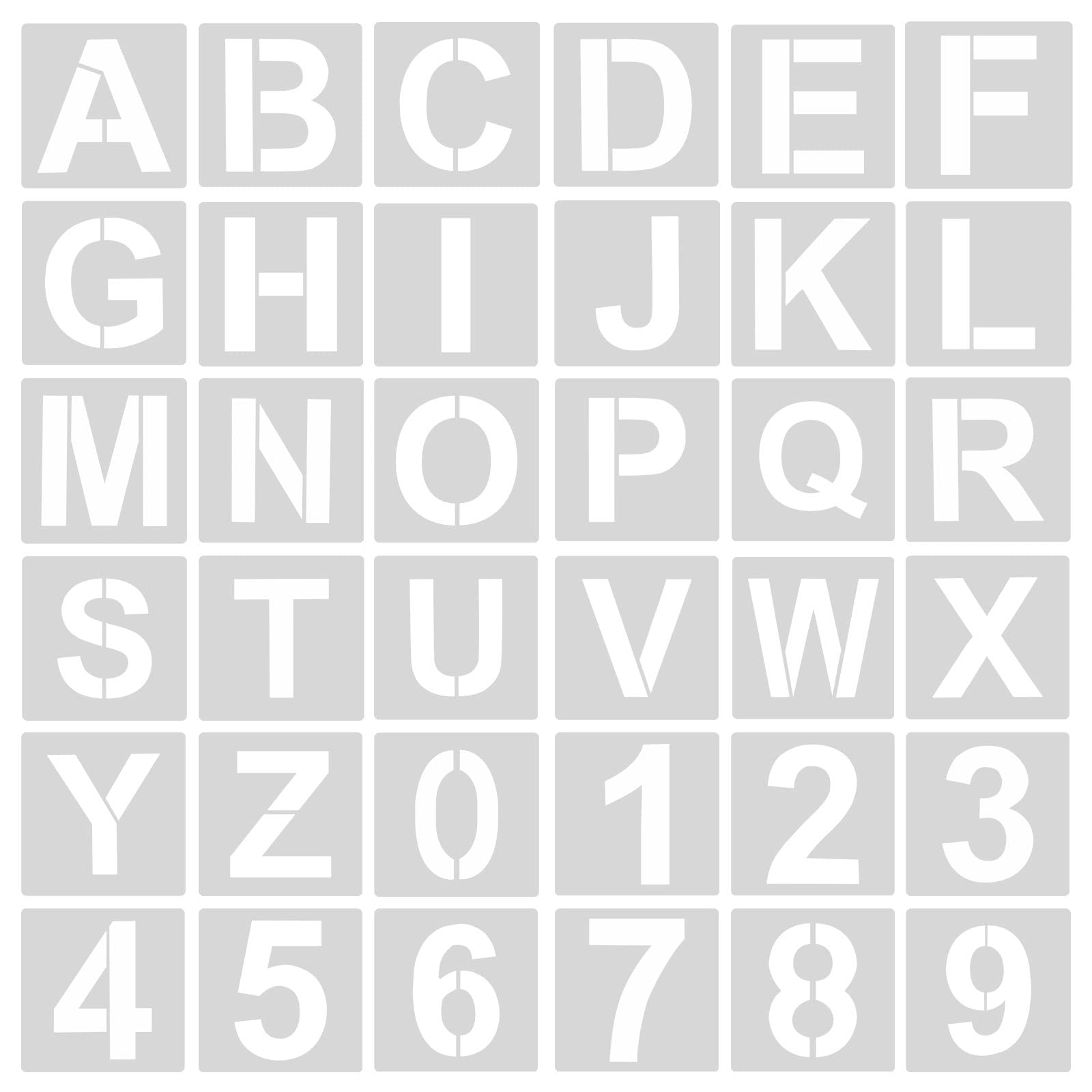 AIEX 36pcs Letter And Number Stencils 2 Inch Letter Stencils Reusable Plastic Letter Number Template Alphabet Stencil Craft Stencils For Wood Sign 