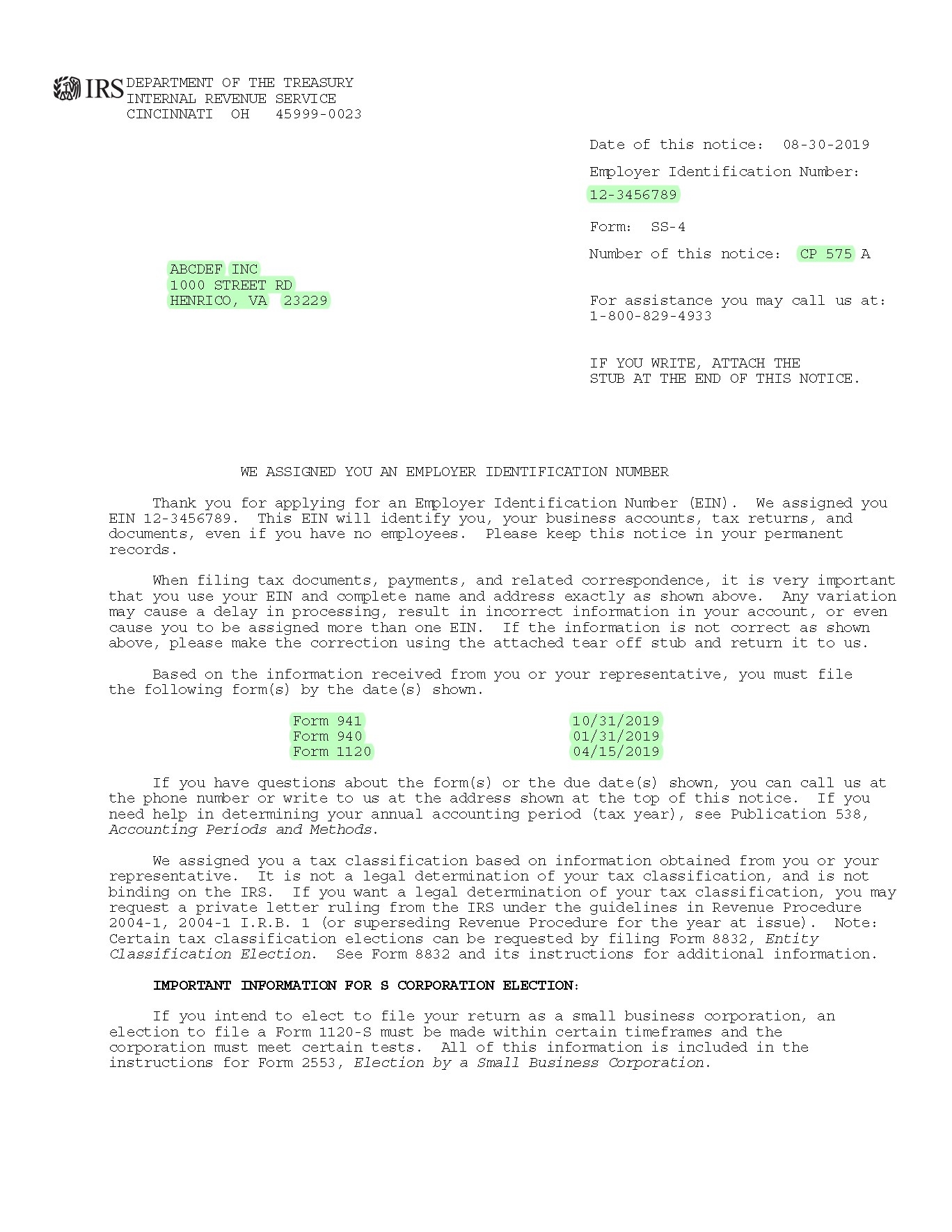 Irs Form Cp 575 Pdf