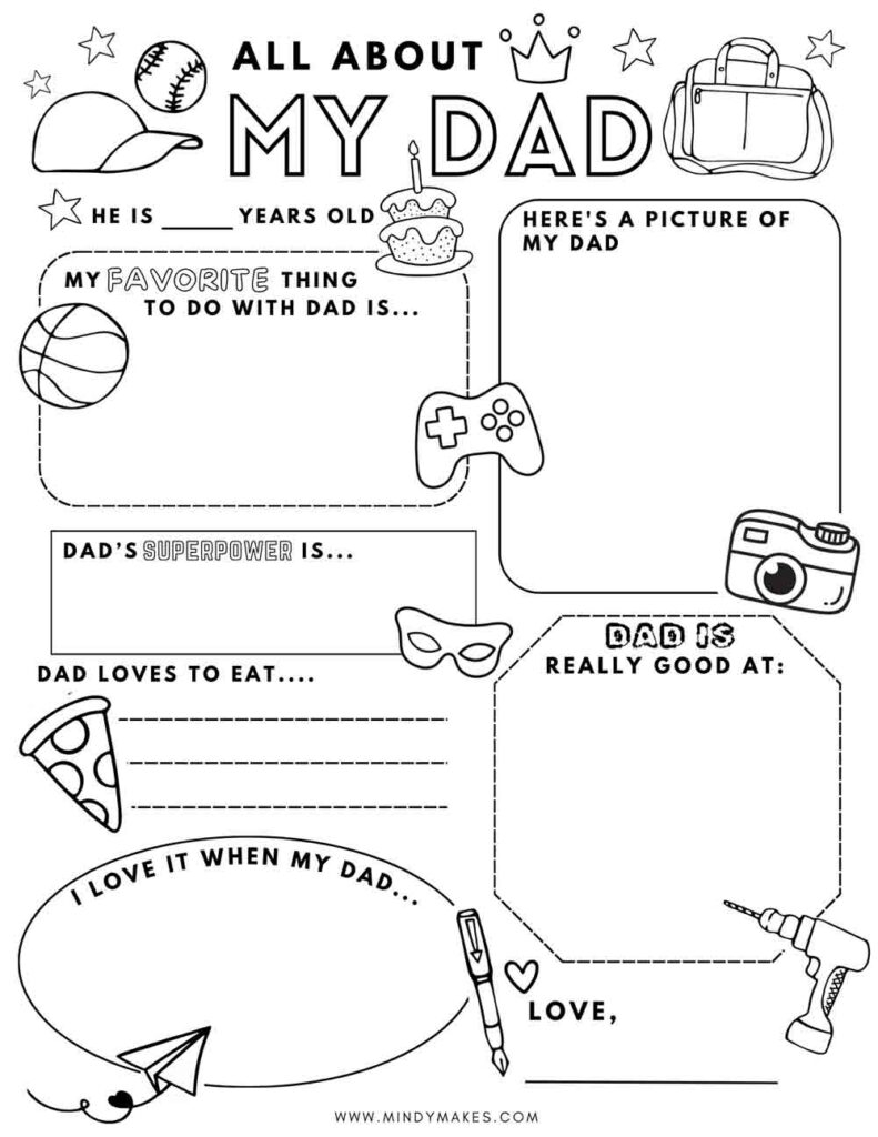 All About My Dad Printable Pdf Free