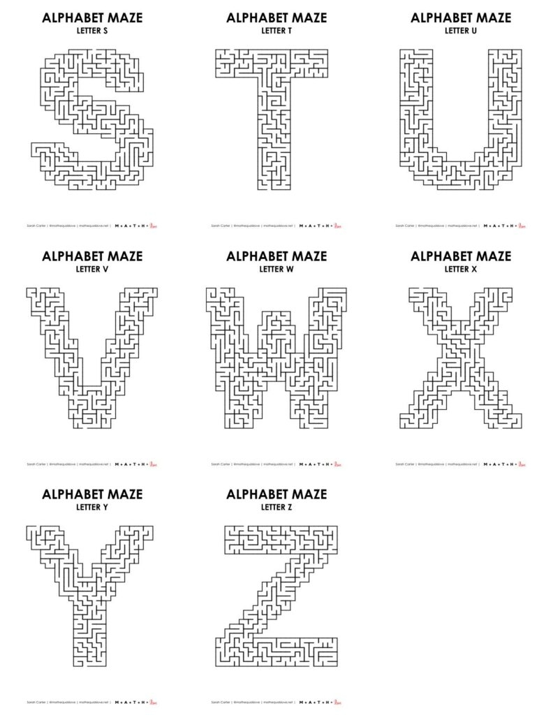 Alphabet Mazes Printable Free PDF Download 