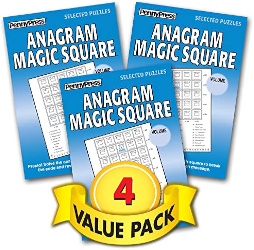 Anagram Magic Square Puzzle Book For Adults 4 Pack Paperback 