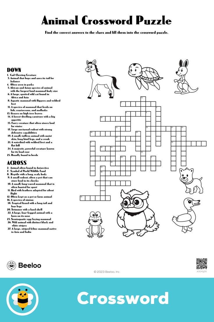 Animal Crossword Puzzles Printable