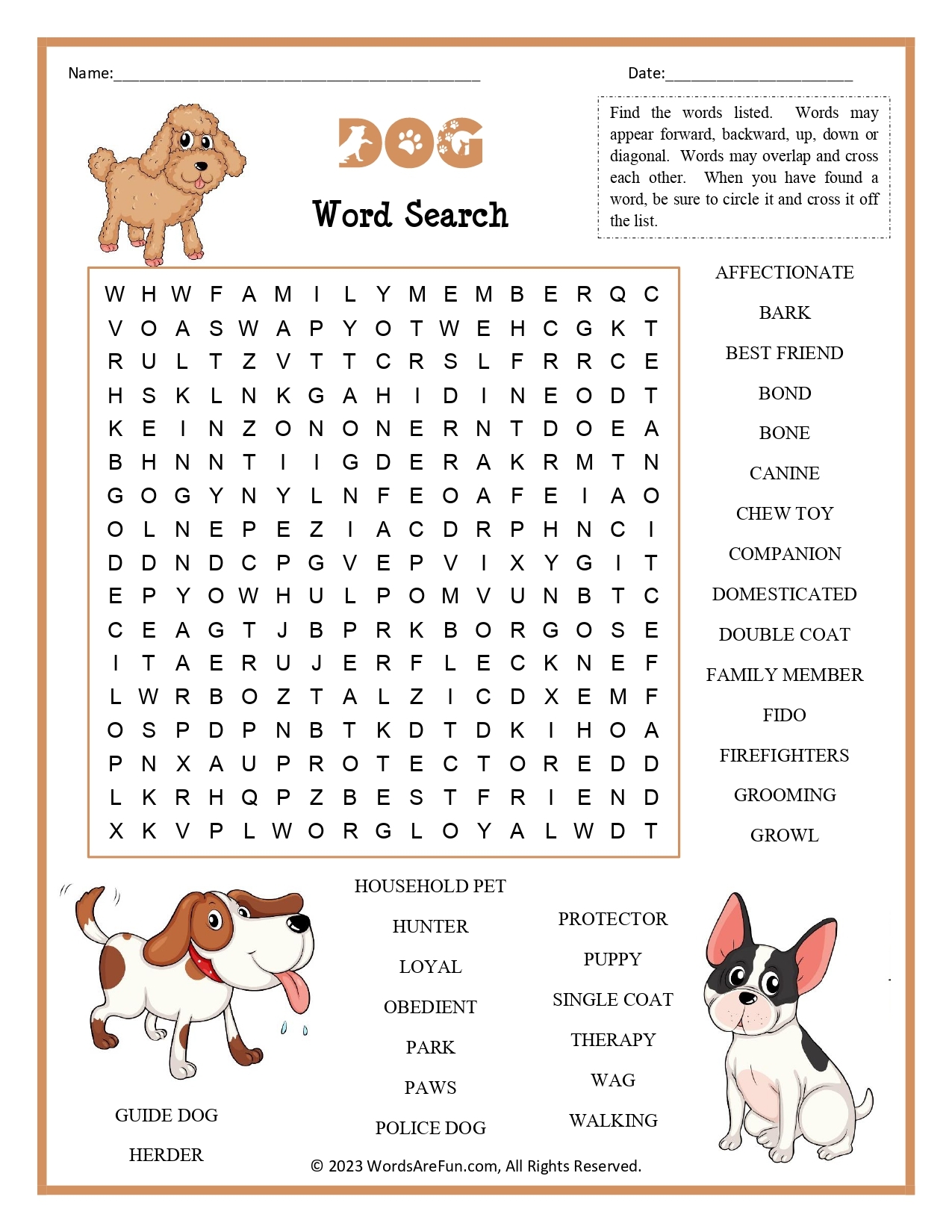 Animal Word Search Puzzles