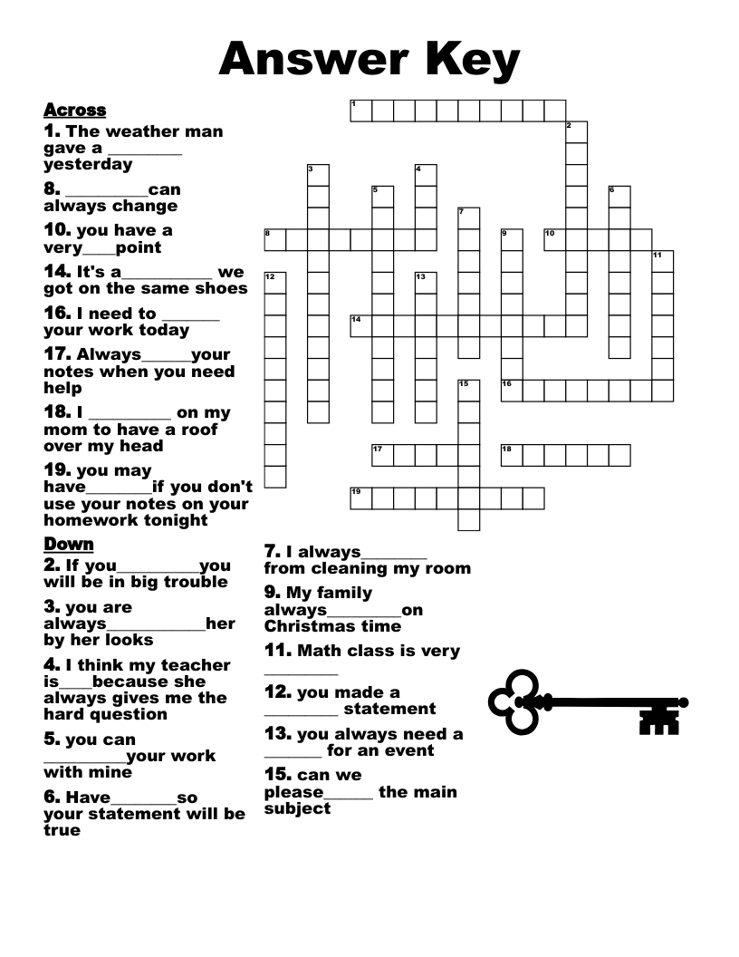 Crossword Puzzles Easy Printable With Answers
