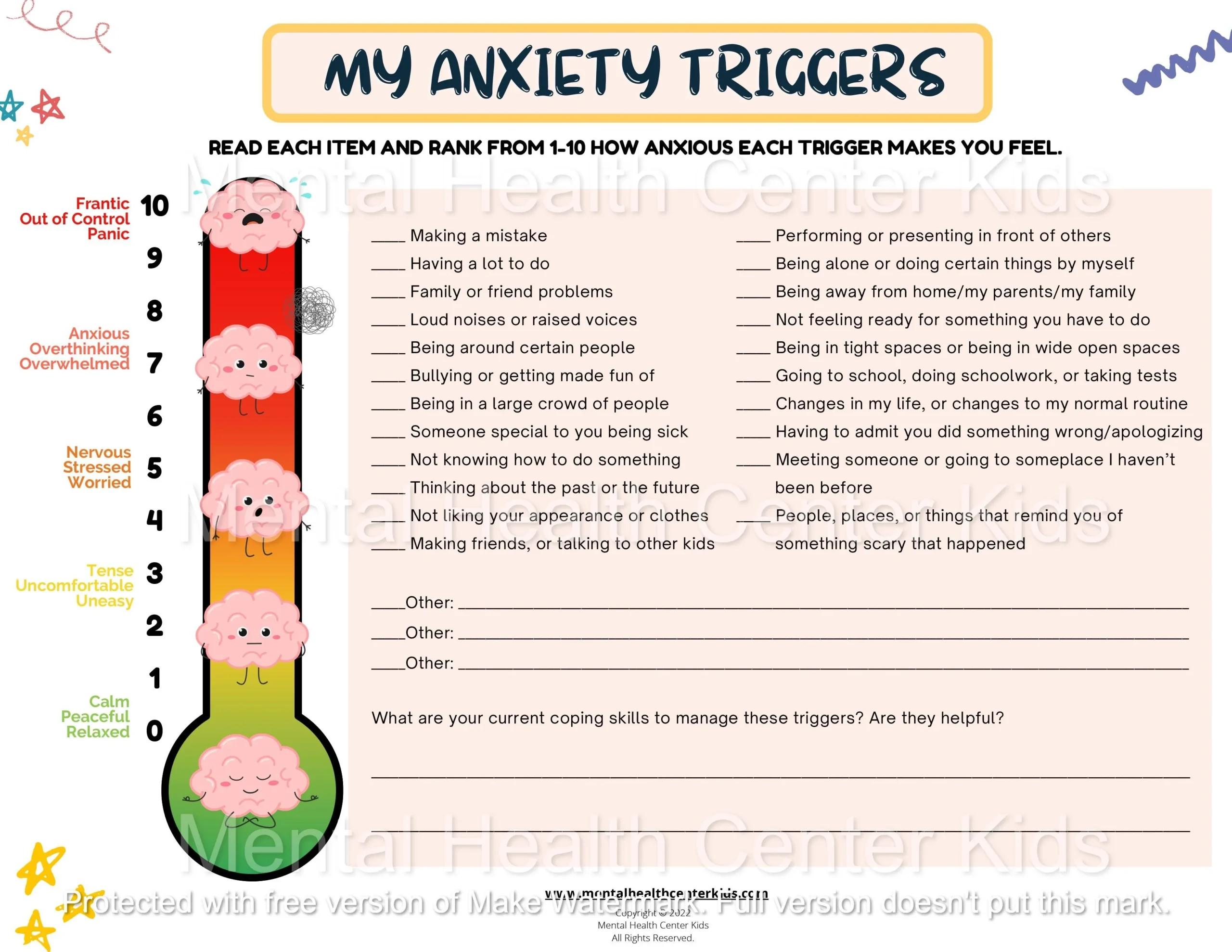 Free Printable Anxiety Worksheets Pdf