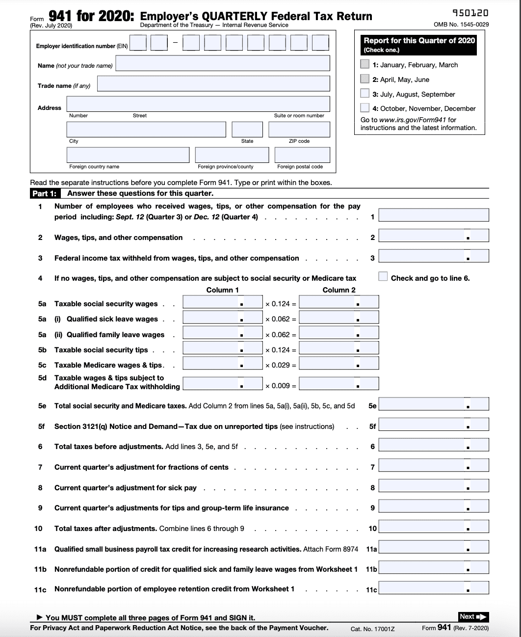 941 X Form 2021 Worksheet