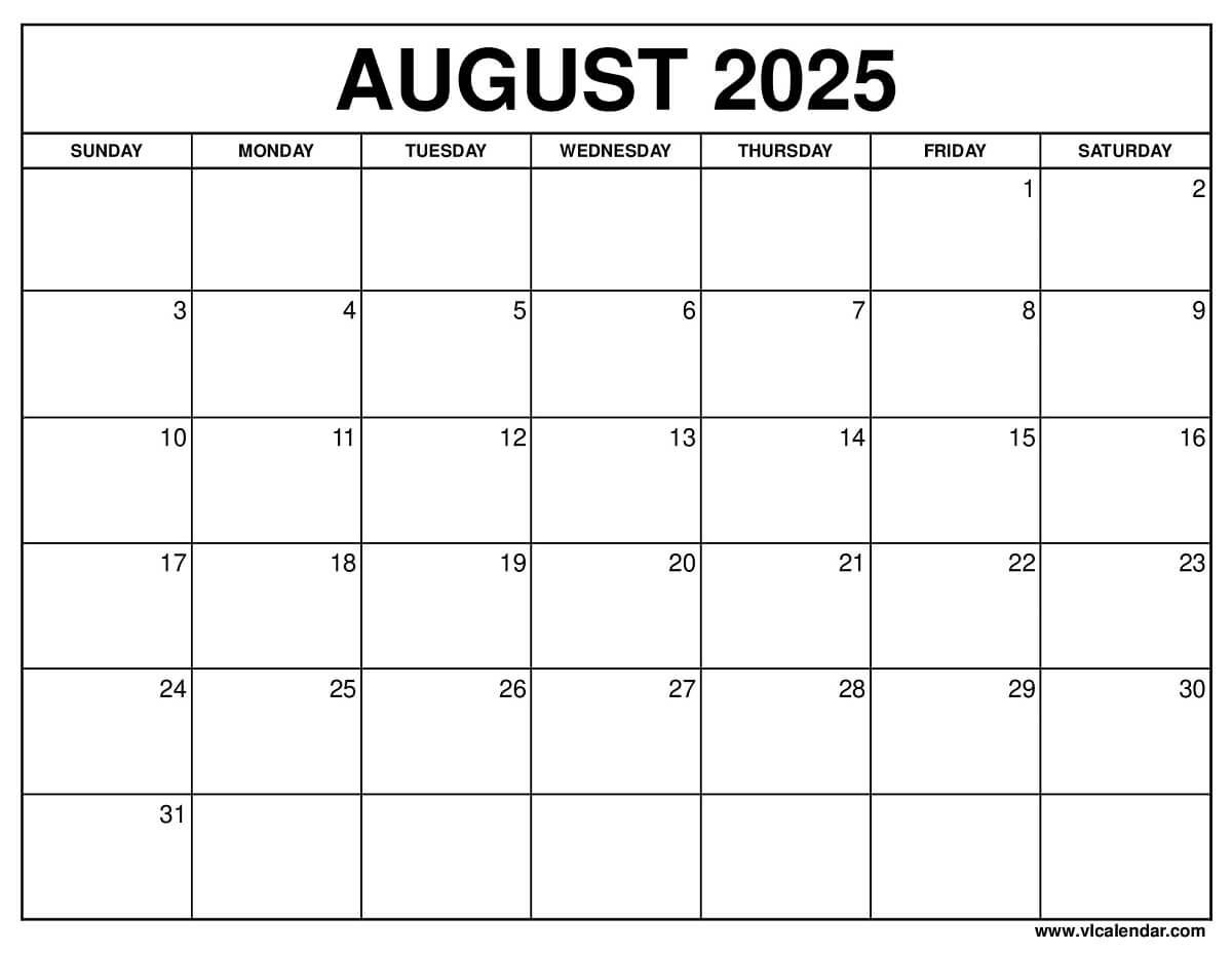 August 2025 Calendar Free Printable Templates amp Planning Guide