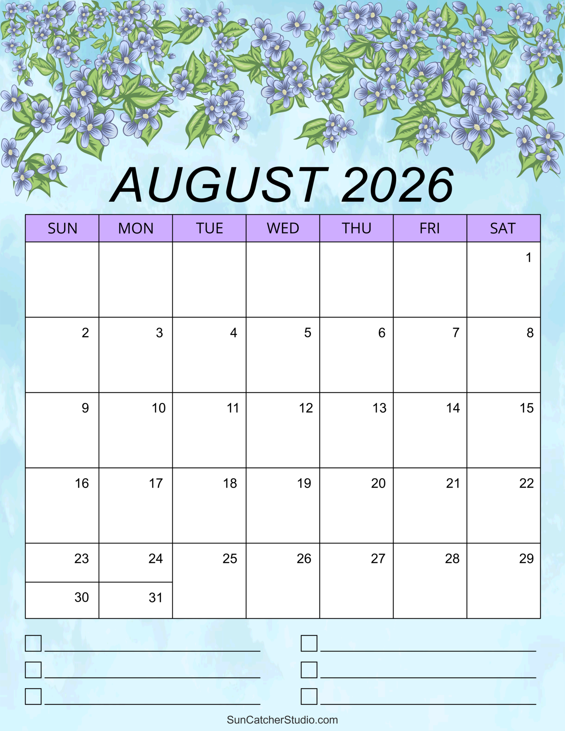 Blank Calendar August 2026 Pdf