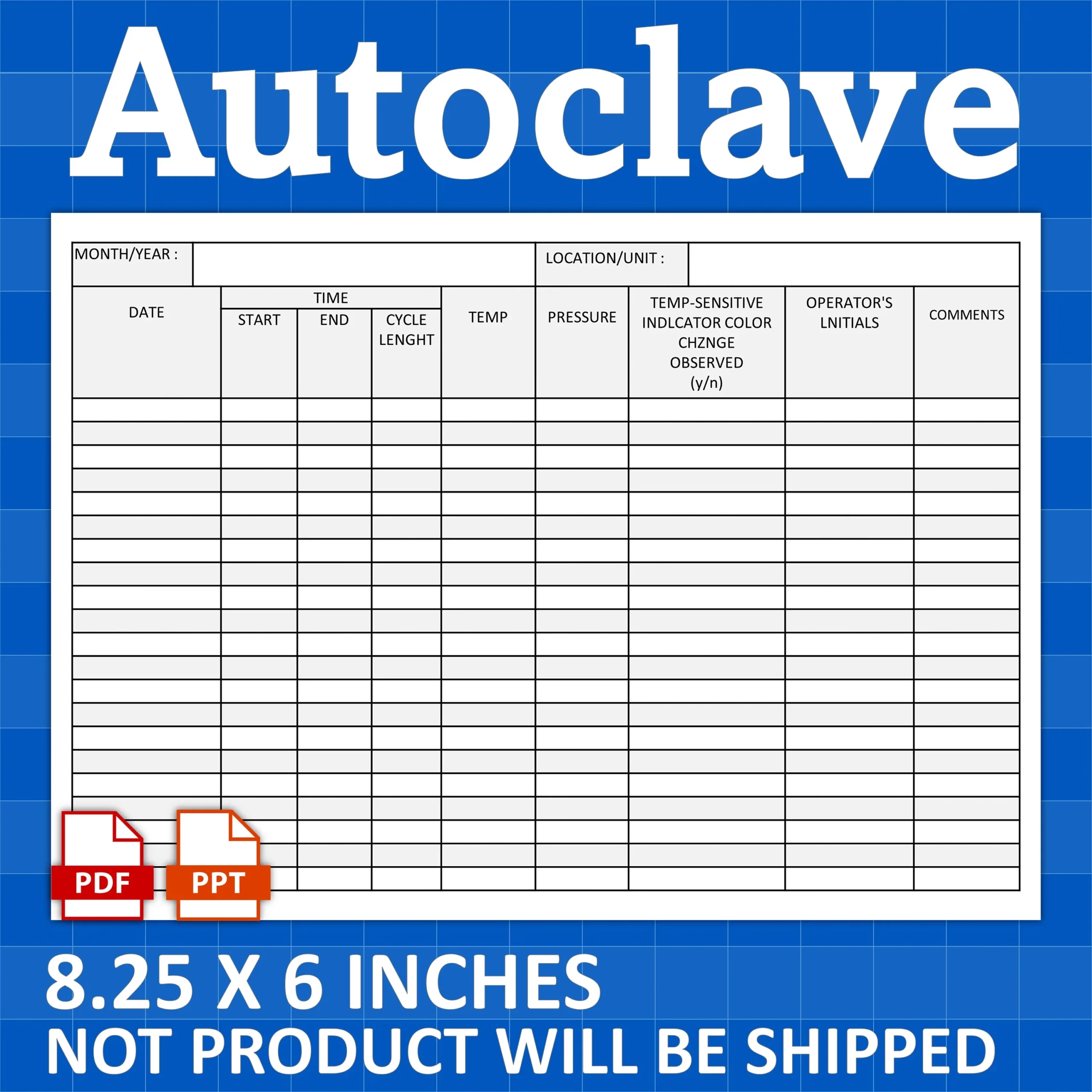 Autoclave Sterilization Log Printable Track Processes PDF Etsy UK