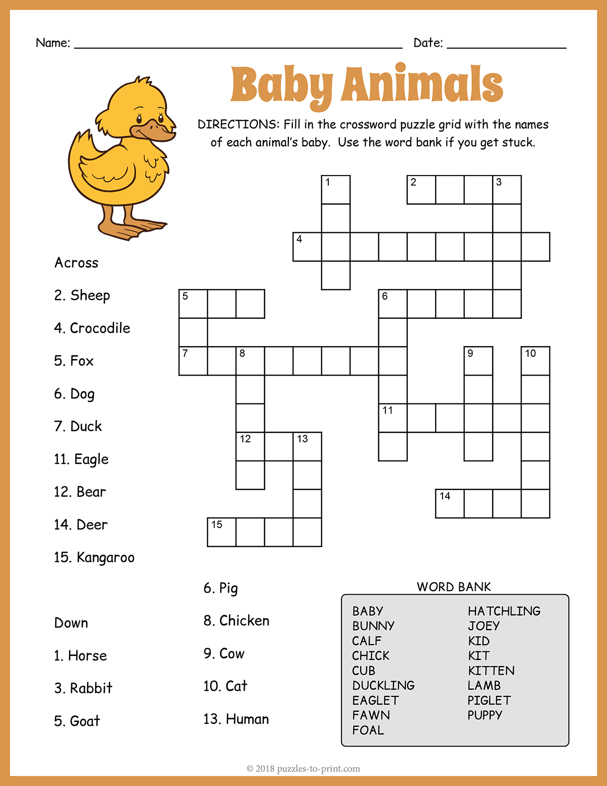 Printable Children's Crossword Puzzles