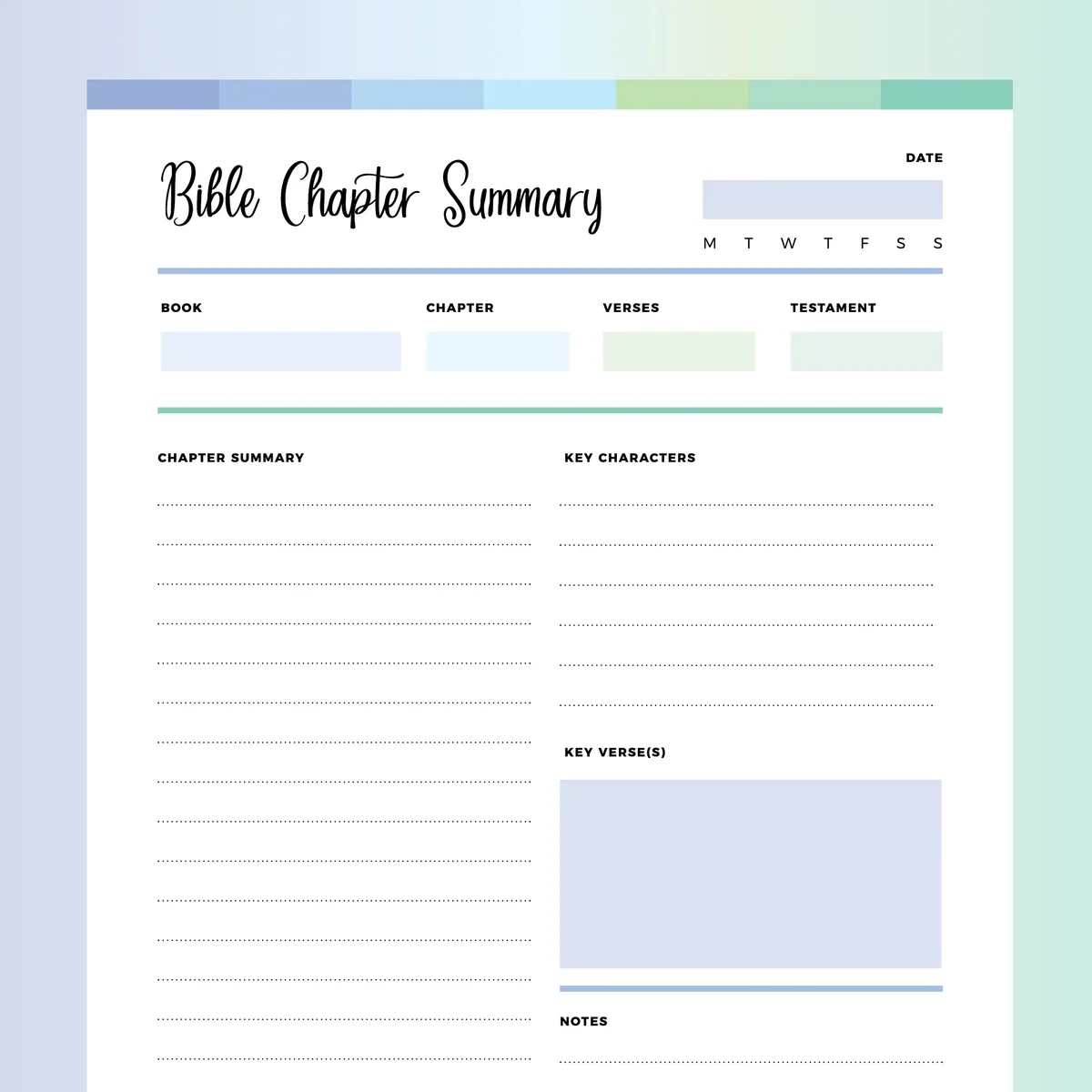 Bible Study Notes Template PDF A4 amp US Letter Sizes Instant 