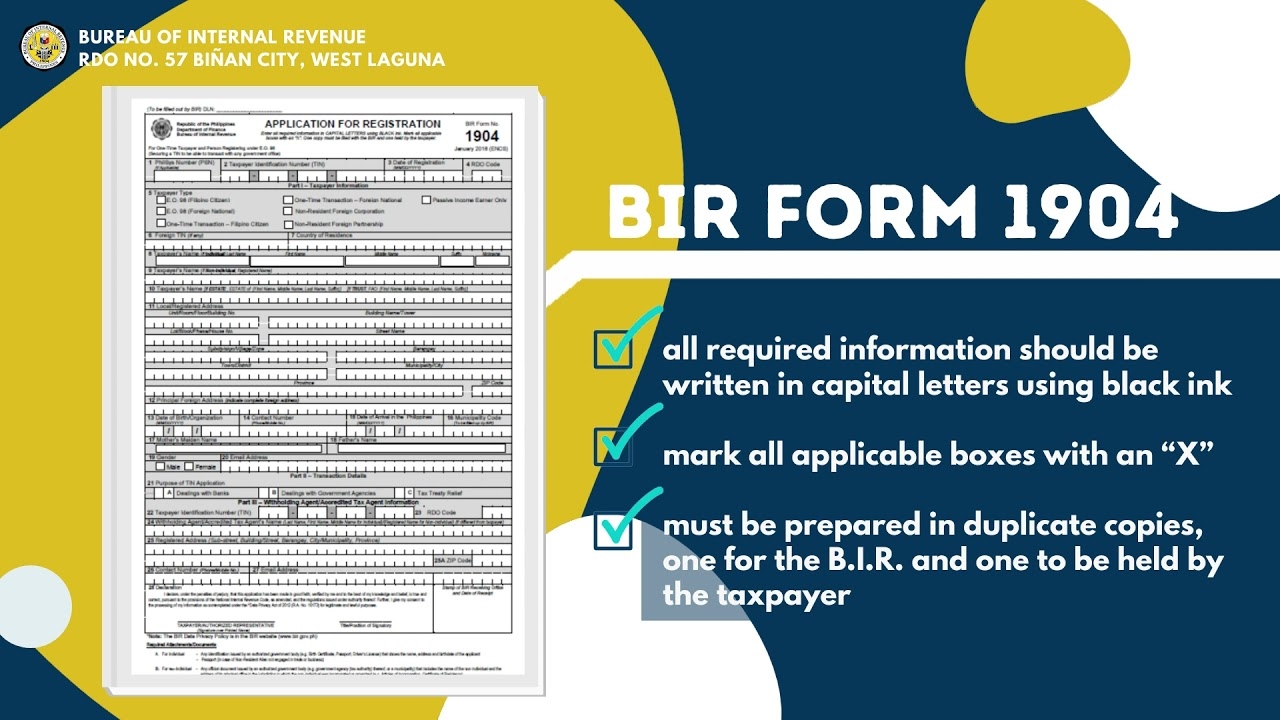 BIR FORM NO 1904