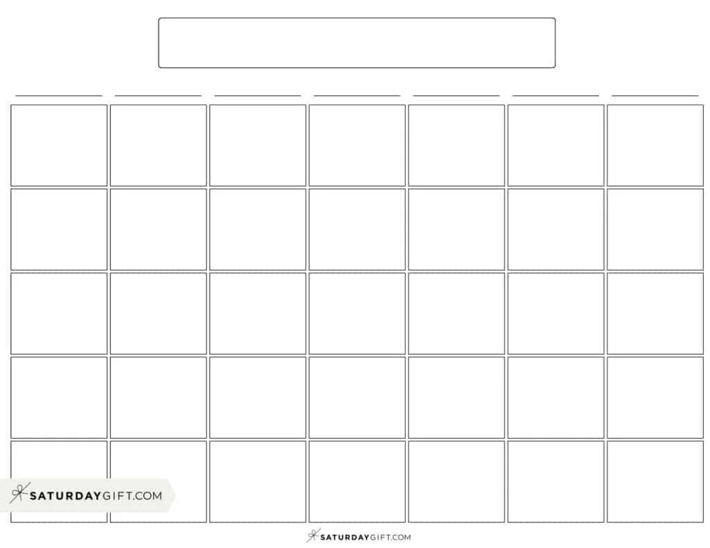 Simple Blank Printable Calendar
