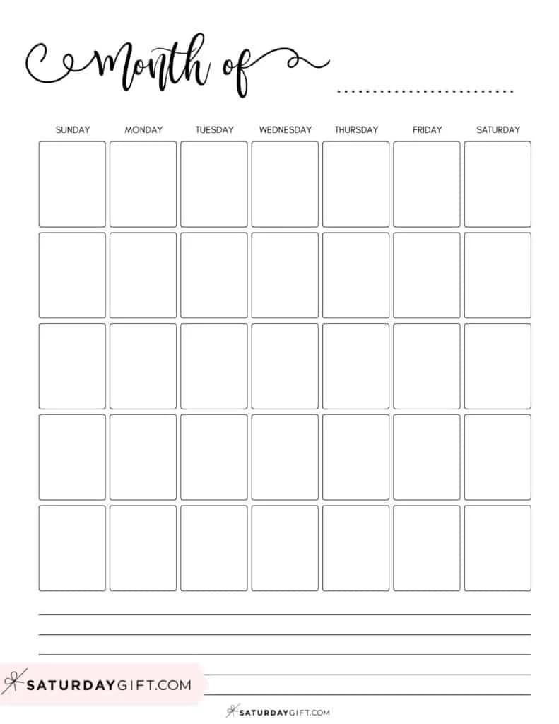 Blank Calendar Printable