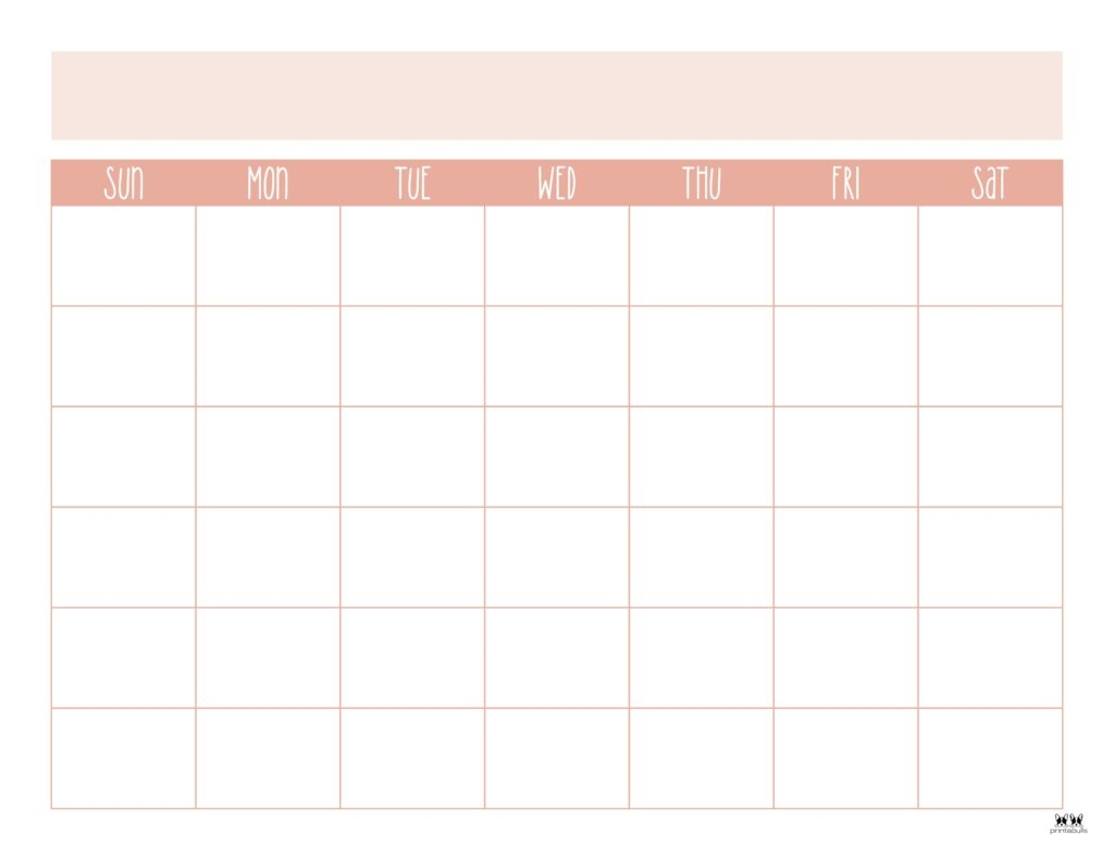Blank Printable 4-Week Calendar