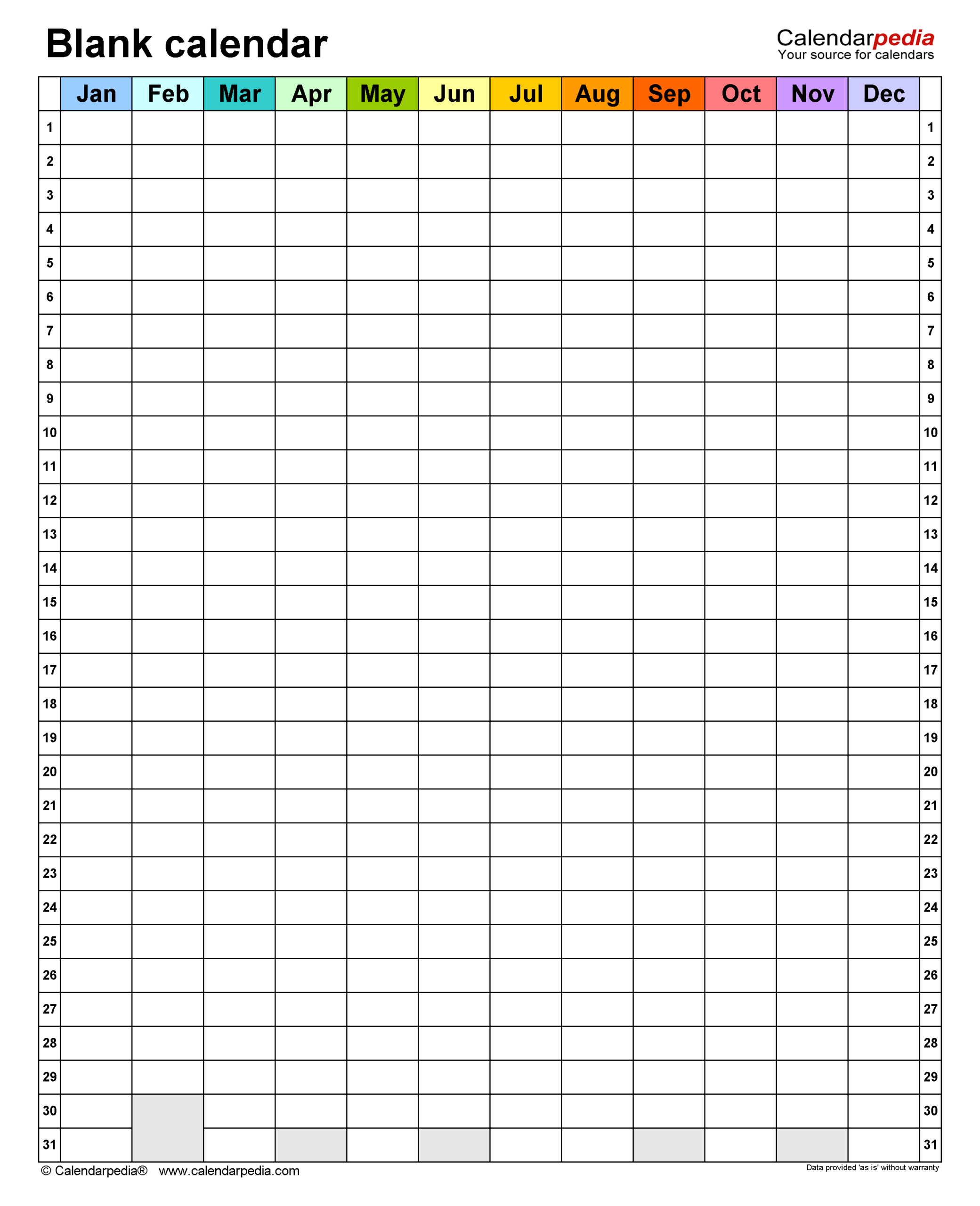 Printable Blank Yearly Calendar Pdf
