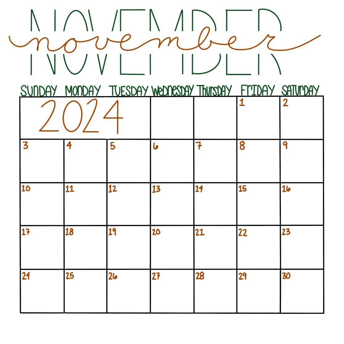 Blank November Calendar