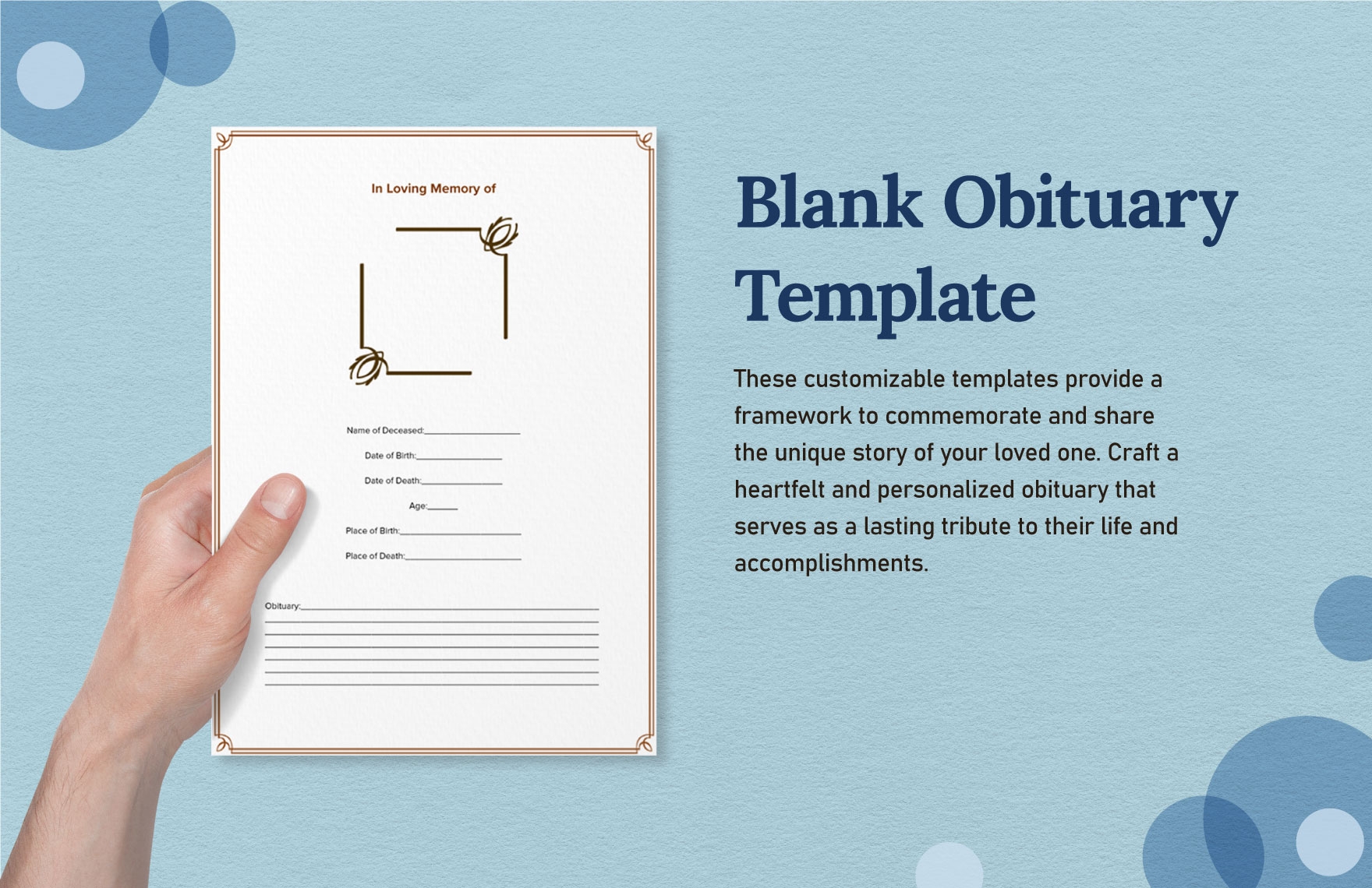 Printable Obituary Template