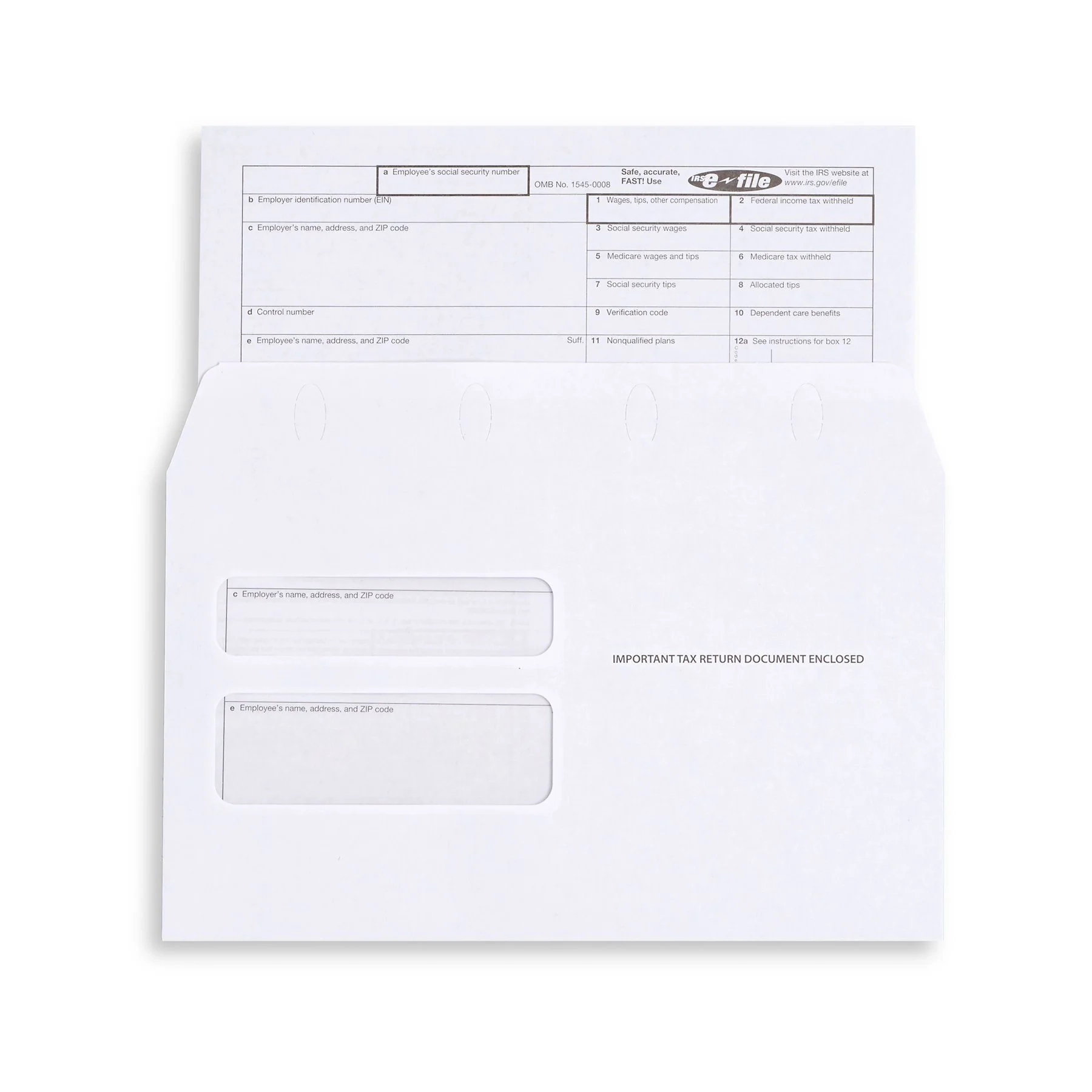 Blue Summit Supplies Tax Envelopes W 2 Double Window Security Tint 