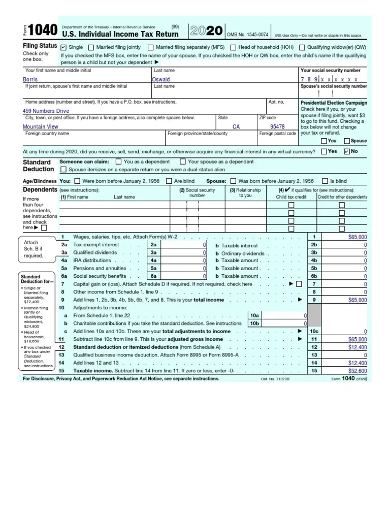 Borris 1040 1 PDF Tax Refund Irs Tax Forms