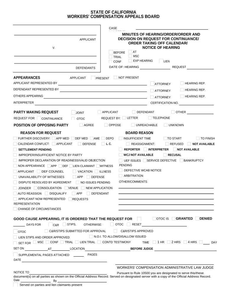 Ca Workers Compensation Fill Out amp Sign Online DocHub