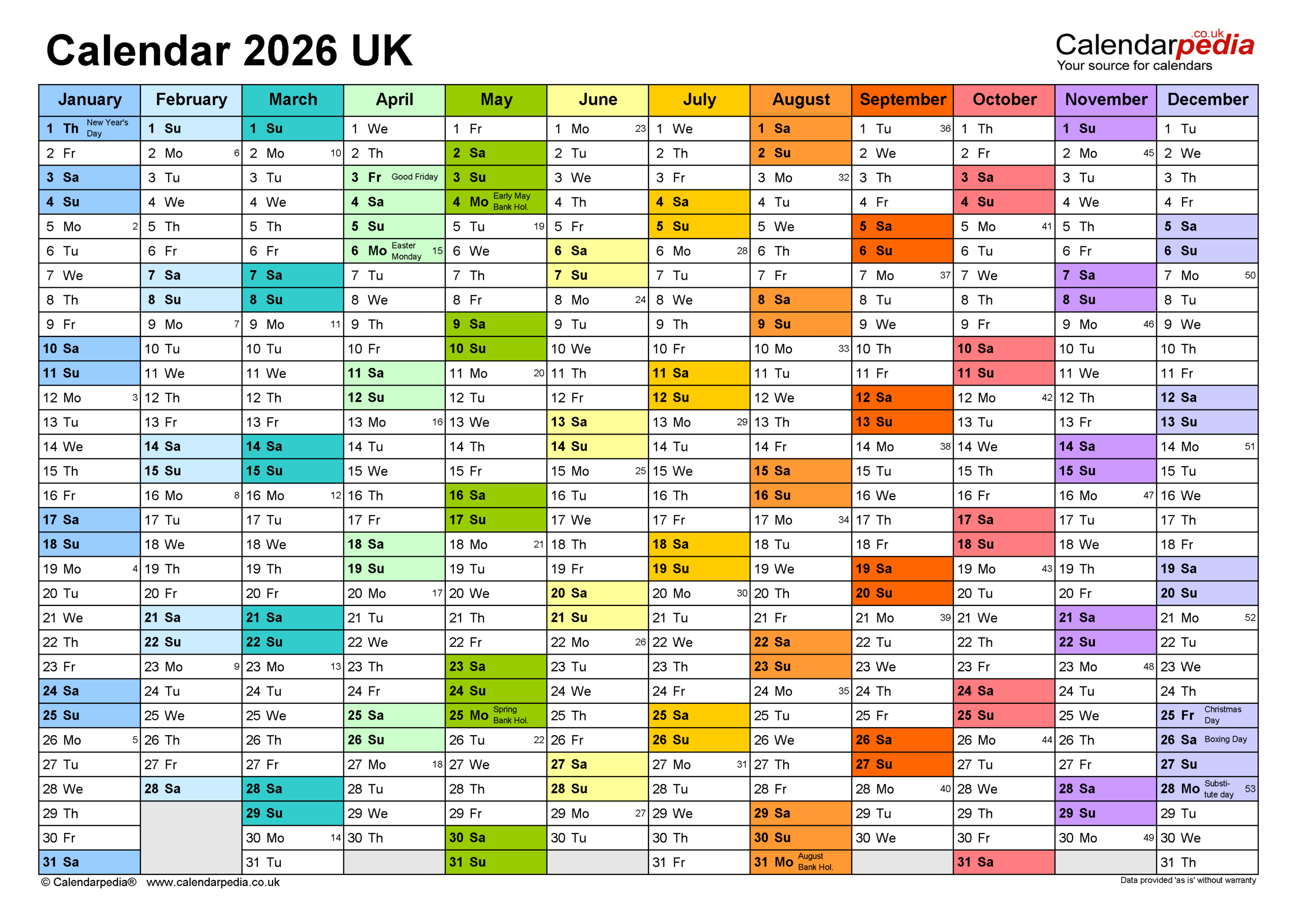 Printable Blank Calendar 2026 Large