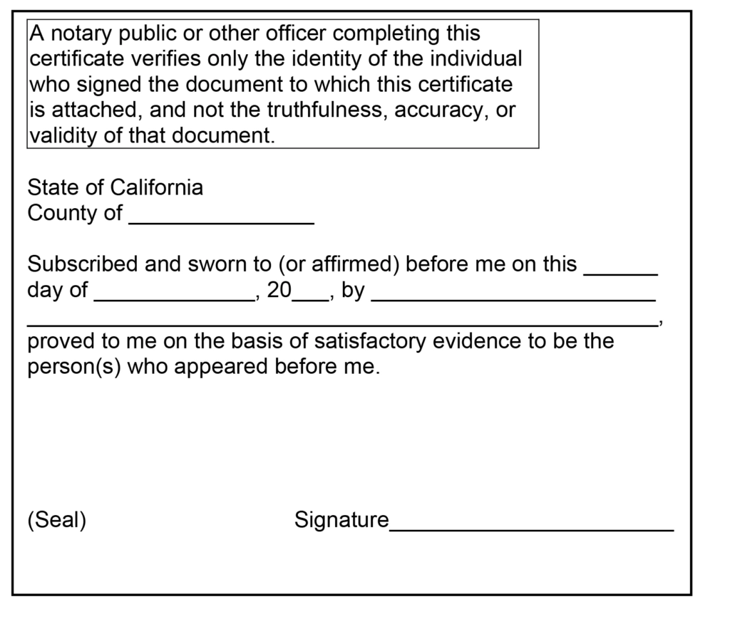 California Jurat Form 2024
